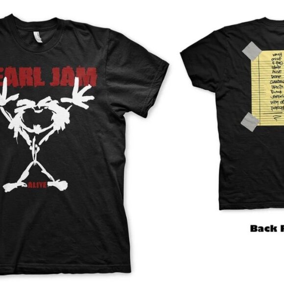Vintage Pearl Jam Alive Unisex T-Shirt, Eddie Vedder Stickman Back Print 90's - Picture 1 of 3
